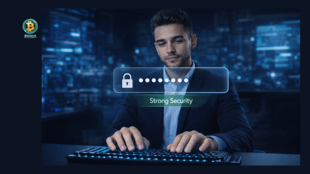 The Environmental Impact of Blockchain,Myths vs. Reality in 2026 Professional financial expert analyzing green blockchain energy consumption data and ESG initiatives on a digital screen in a sustainable office.